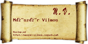 Mészár Vilmos névjegykártya